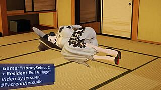 Lady dimitrescu found me in this 3d hentai game, oh no