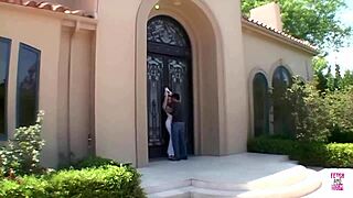 Is this blonde getting banged in heels and stockings?