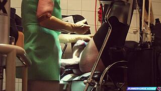 Rubbernurse Agnes gives a deep, extreme anal exam
