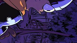 Anime and hentai styled animation of a vampire sucking semen