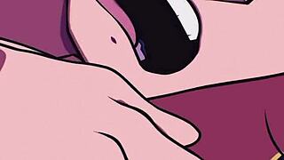 Anime and hentai styled animation of a vampire sucking semen