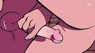 Anime and hentai styled animation of a vampire sucking semen