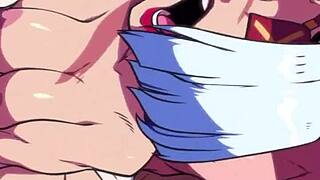 Anime and hentai styled animation of a vampire sucking semen