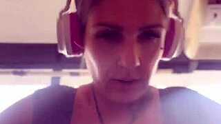 Blonde Brazilian Sweats In Gym, Removes Big Tits To Breathe