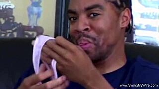 Ebony wifey getting banged by white cock feels good