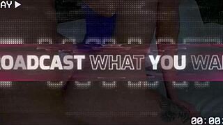 the petite girl says she's getting fucked in her pussy and mouth at the same time