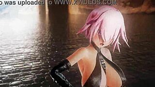 I love mashu kyreilight's big tits in this hentai mmd