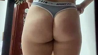 Latina Step-Sister Caught on Mirror Cam in Sexy Lingerie