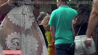 Yo, Jeny Smith struts in a see-through dress with no panties in public! 🔥