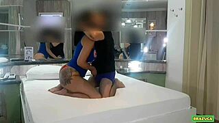 brazilian babe on all fours gets deepthroat and pussy licked before massive cumshot in cunt