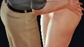 Hentai 3D cartoon featuring an anime chick in a fun encounter with a big boob character.