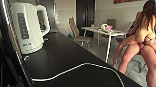 wife fucks neighbor in kitchen while husband works