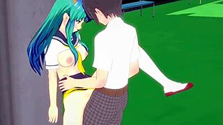 3D animated hentai with big-boobed Urusei Yatsura in steamy scene