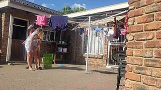 old cuckold watches troubled man fuck his wife doggystyle outdoors