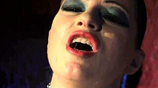 Glamcore domina teases and toys her pussy in femdom bondage bdsm