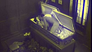 Hardcore sex in a coffin, dogging action