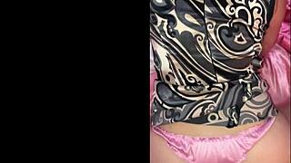 French amateur slut in satin panties for deepthroat and ass to mouth