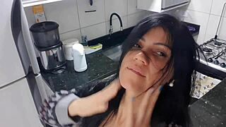 Latina With Big Tits And Ass Masturbates In Kitchen