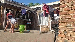 old cuckold watches troubled man fuck his wife doggystyle outdoors