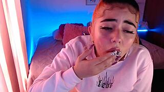 Egirl drools over cock in wild ahegao blowjob