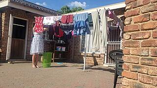 old cuckold watches troubled man fuck his wife doggystyle outdoors