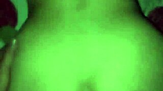 Girl experiences doggy style sex.