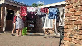 old cuckold watches troubled man fuck his wife doggystyle outdoors