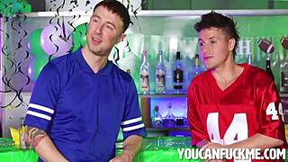 Lindsey Lakes Gets Freeuse Blowjob From Chad Alva And Jay Romero During Game Day