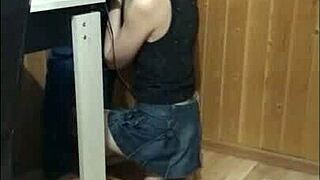 Teen 18+ MILF Flashing Rough Monster Cock Blowjob on Balcony While Guests Walk By.