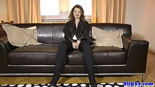 Masturbating eurobabe in stockings wanks old british bloke