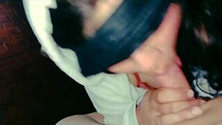 Sexy Latina performs deep throat intensely