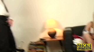 Blonde submissive enjoys rough throating session