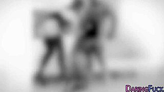 european stunner in heels and lingerie takes big cock for facial