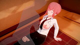 Miss Makima moans, 'I'm orgasming from this hardcore 3D hentai penetration.'