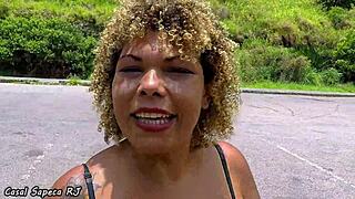 Feeling horny, I get out of the car to touch my fat ass in public