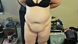 I Watch This BBW Brunette Tease And Rip Her Clothes While Dancing.