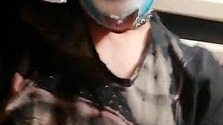 ladyboy rides a dildo for the first time