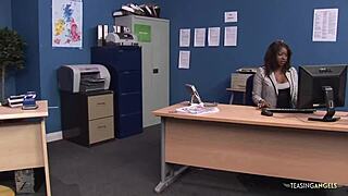 Interracial Sex Drives Ebony Secretary Wild