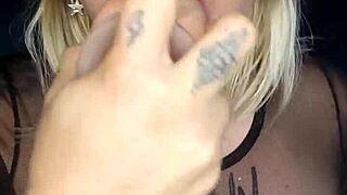 Blonde Latina Masturbates With Dildo Watching Her Squirt