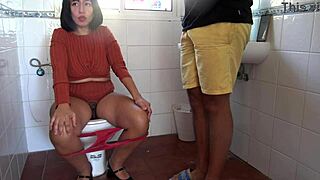 Amateur video of a French woman with a hairy vagina urinating