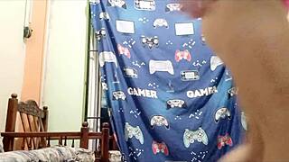 stepson teaches submissive mother-in-law anal sex on furniture