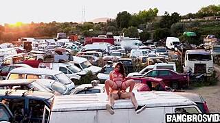 She Rides His Big Hard Dick Outdoors