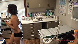 Phoenix Rose, a hot Dominican beauty with natural big boobs, gets a gynecological examination in a hospital setting