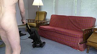 Young and straight naked guy helps his gay friend with the cleaning of the house