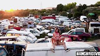 She Rides His Big Hard Dick Outdoors