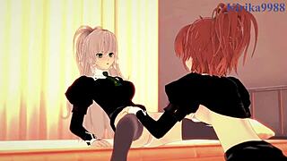 shizuma hanazono and nagisa aoi have intense lesbian fun in strawberry panic