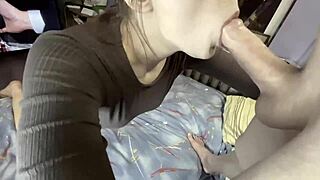 the scene builds to orgasm with cum in mouth after intense blowjob