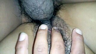 My wife arches to offer her ass and hairy vagina