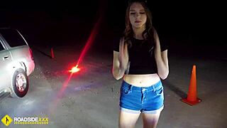 A mechanic has outdoor sex with a cowgirl on the side of the road