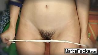 marica strips off costume and plays with herself